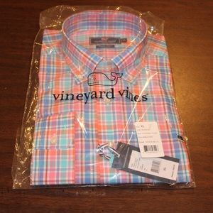 Vineyard Vines Coveway Plaid Whale Shirt size XL